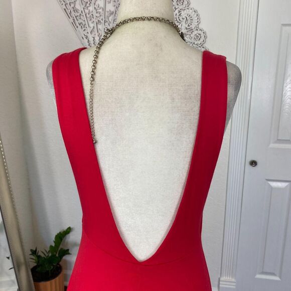 Lulus Vintage 2000's Made in USA Red Sexy Vampy Open Low Back Midi Dress M - Picture 6 of 8